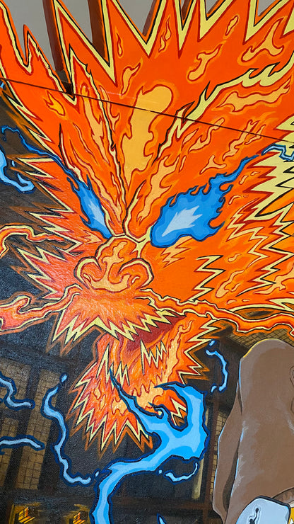 "The Flaming Thunder God" 70 x 90 cm